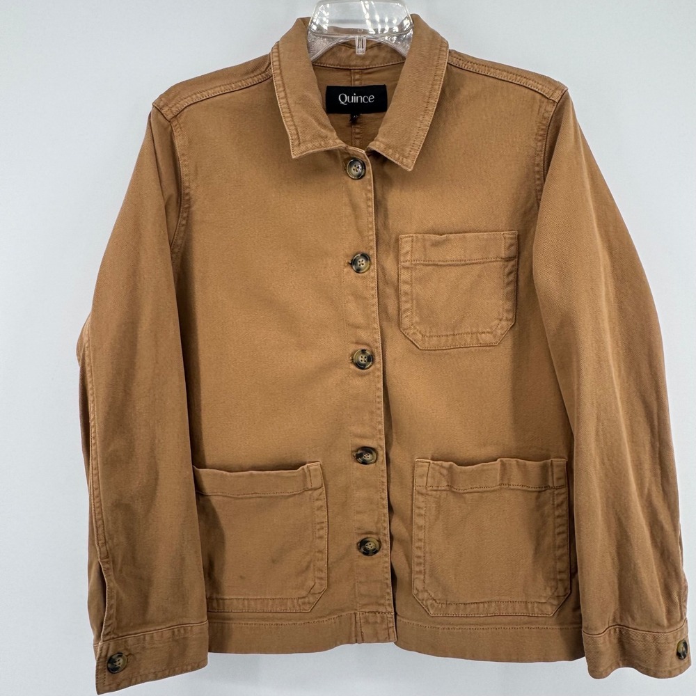 Quince Comfort Stretch Chore Coat Womens M Tobacco Brown Cotton Utility Jacket